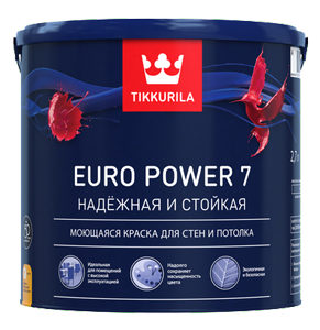 Краска интерьерная Tikkurila EURO POWER 7 А моющаяся, матовая 9л