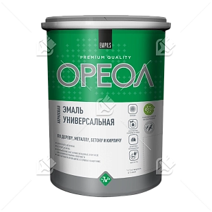Эмаль универсальная акриловая Ореол глянцевая белая 1 кг.