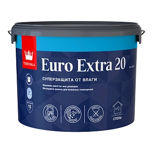 Краска для влажных помещений Tikkurila Euro Extra 20 полуматовая база С 9 л