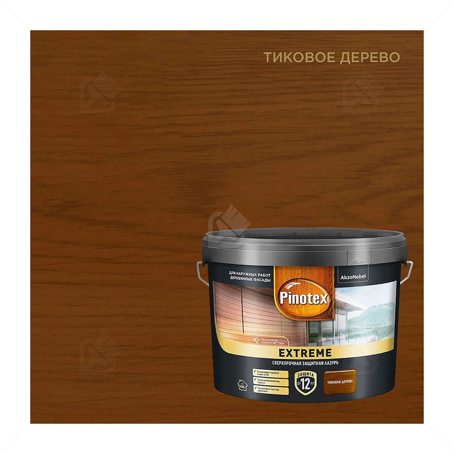 Пропитка декоративная для защиты древесины Pinotex Extreme тик полуматовая 9 л