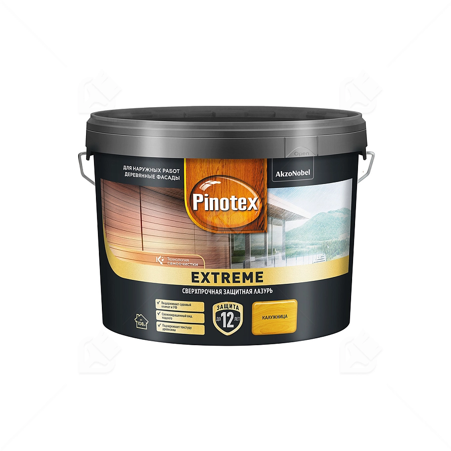 Пропитка декоративная для защиты древесины Pinotex Extreme калужница полуматовая 9 л