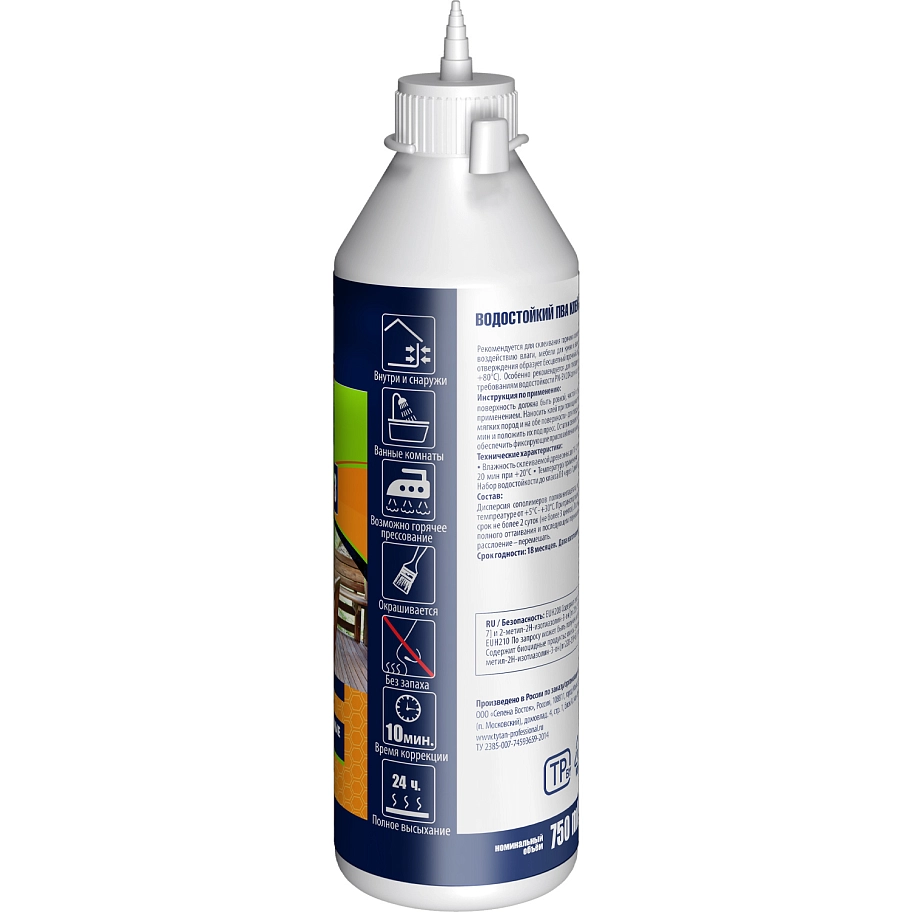 Клей ПВА D3 для древесины Tytan Professional WB-33 прозрачный 750 мл
