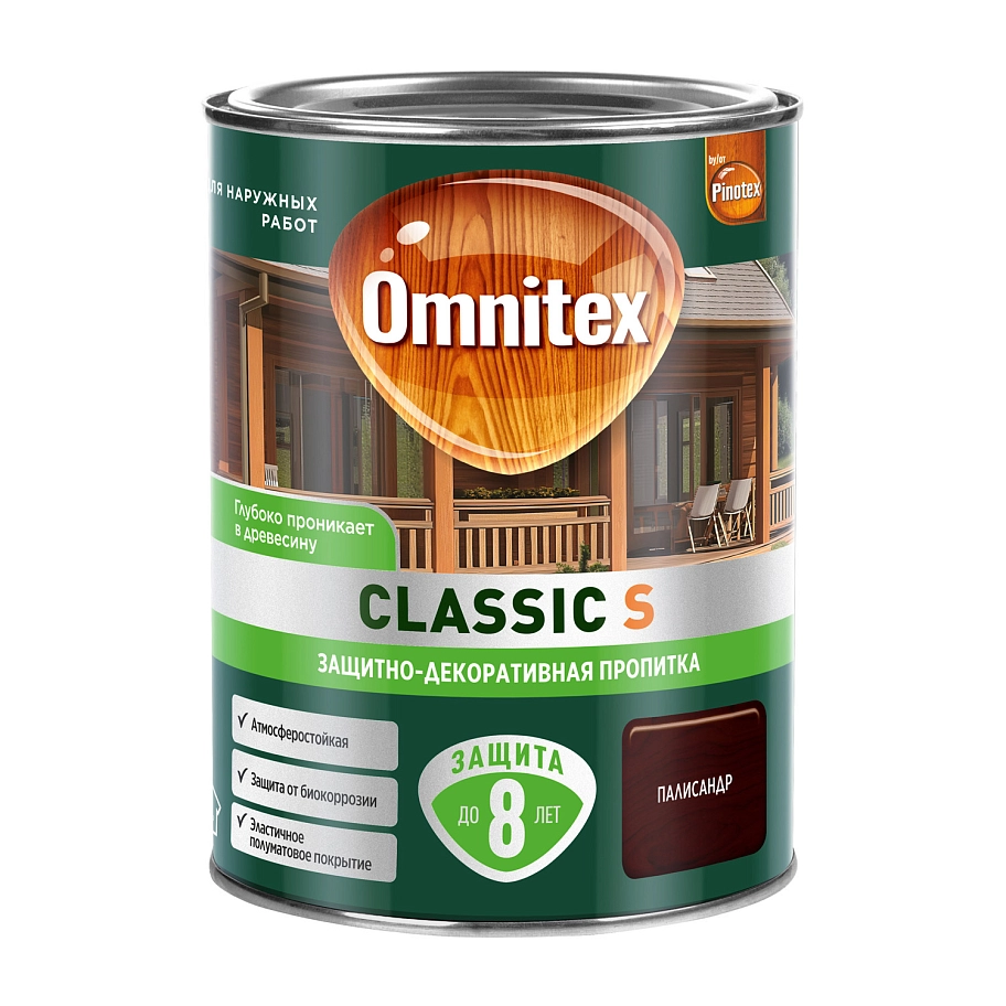 Защитно-декоративная пропитка Omnitex Classic S Палисандр 0,9л