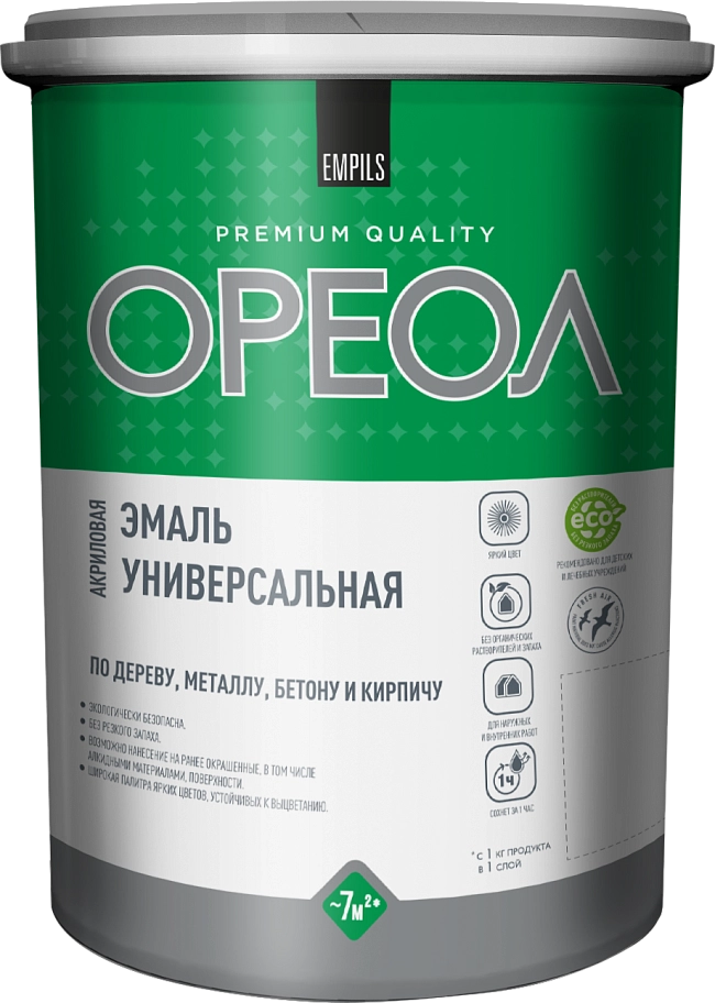 Эмаль универсальная акриловая Ореол глянцевая серая 1 кг